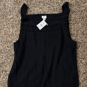 NWT J. Crew Factory Black Ruffle Knit Tank Size XL
